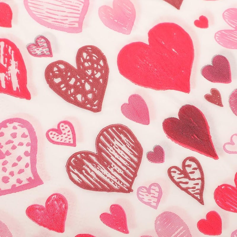 مناديل ورقية بنمط القلب 40 ورقة، مناديل عشاء ناعمة وماصة مربعة لتجهيزات حفلات الزفاف وعيد الحب - Image 5